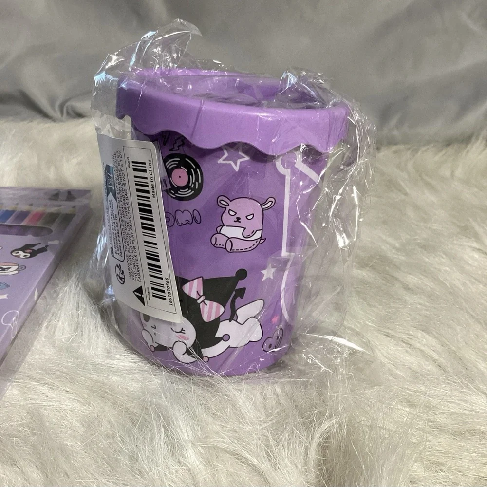 Hello Kitty Kuromi NEW Colored Pencils & Pencil Cup